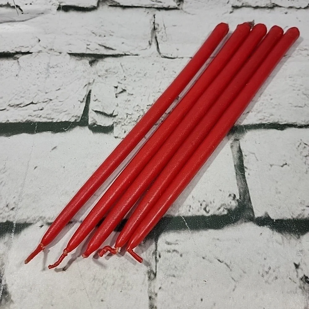 Vintage Hand‎ Dipped Candles Tiny Tapers Red 10